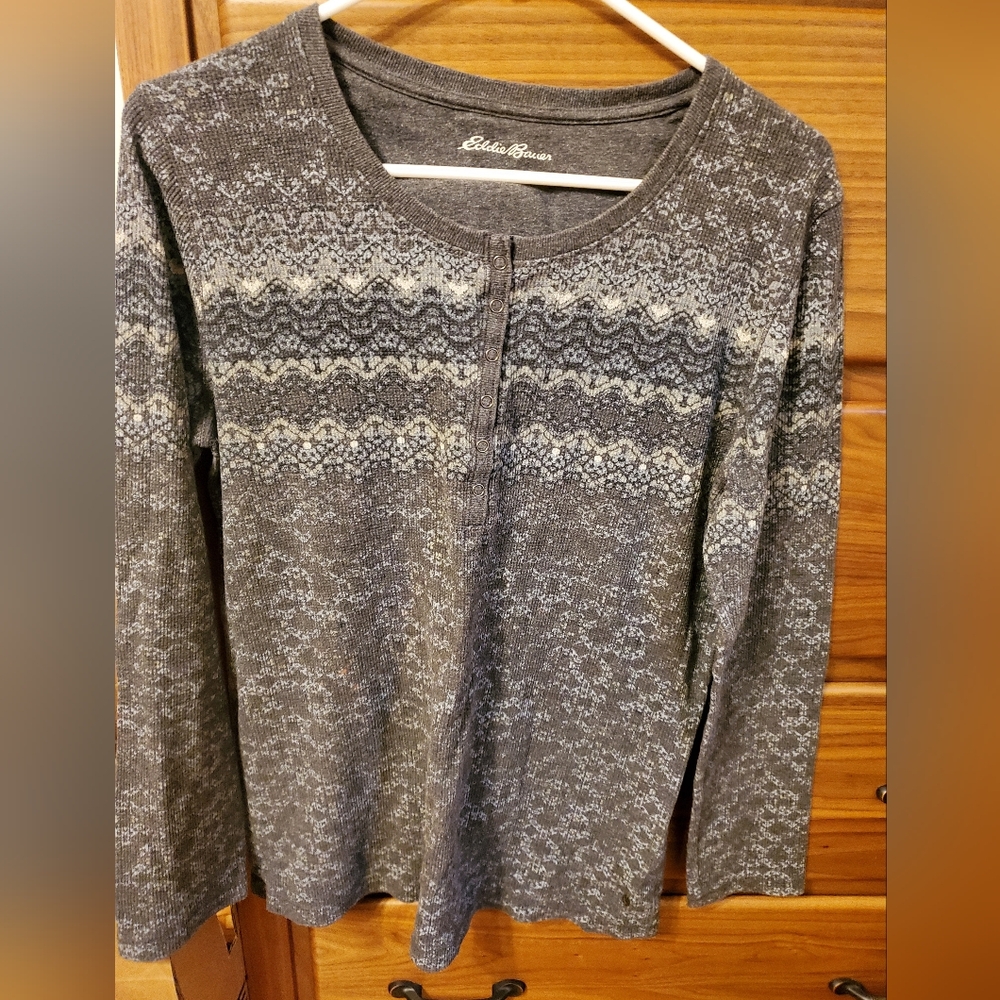 Eddie Bauer Gray Patterned Women's Sweater